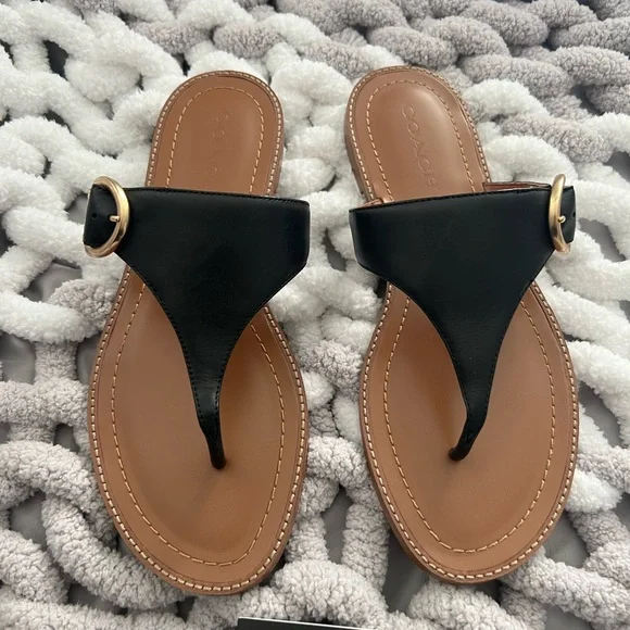 Coach Lesli Leather Sandals Size 8.5 - Picture 2 of 9